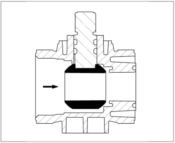 Rysunek techniczny zaworu kulowego