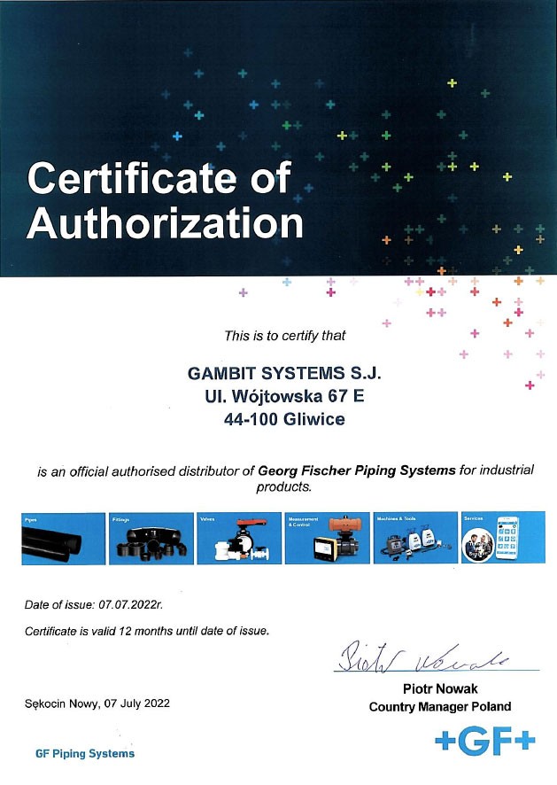 Certyfikat autoryzowanego dystrybutora